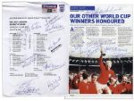 World Cup Program Signed by 18 Former Members of the English National Football Club