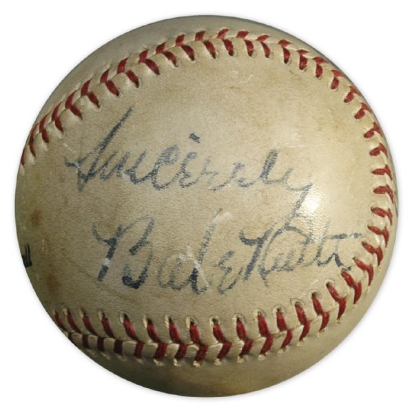 Babe Ruth Signed Baseball -- Sincerely / Babe Ruth -- With JSA LOA