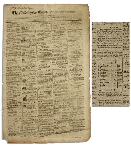 Newspaper From 1801 -- Falsely Reporting That Burr Was Elected President