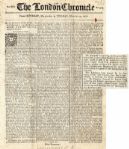 1778 London Chronicle Regarding the Battle of Saratoga & the American Revolution