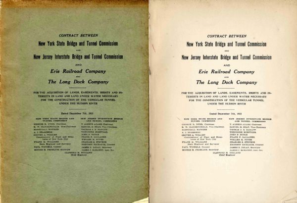 Holland Tunnel Contract Between New York & New Jersey