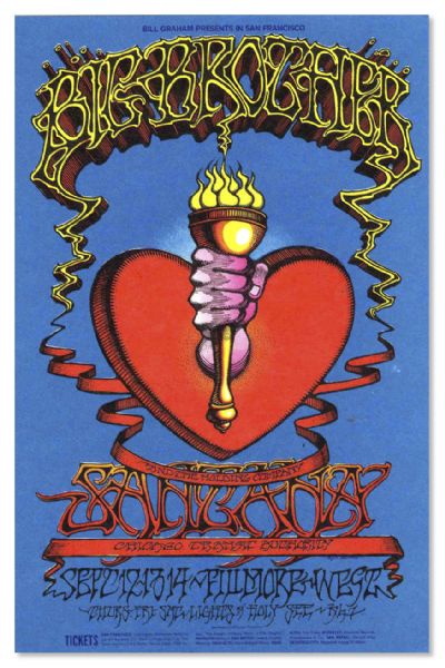 1968 Fillmore West Handbill -- Ornate Artwork Featuring Big Brother & the Holding Company