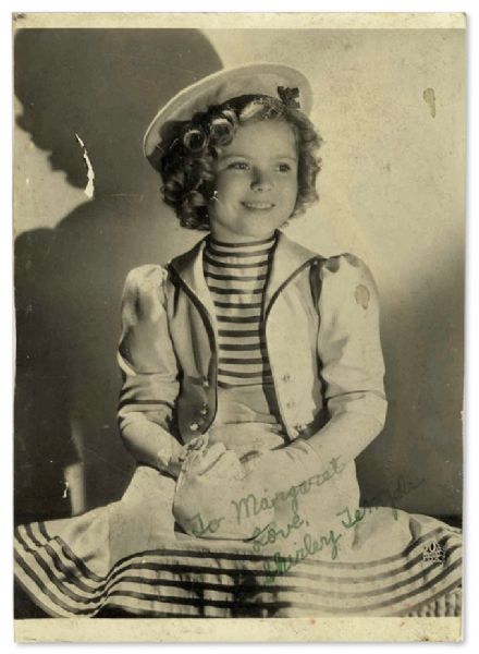 Adorable 5 x 7 Shirley Temple Signed Photo -- To Margaret, Love, Shirley Temple -- With Soiling & Wear, in Good Condition