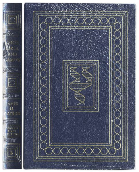 James D. Watson Genes, Girls, and Gamow Signed Book -- Easton Press Edition, Leather Bound & 22kt. Gold Detailing -- Fine