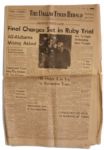 Original Dallas Times Herald Newspaper From 13 March 1964 on the Jack Ruby Trial -- Defense Rests Case / Final Charges Set in Ruby Trial