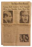 Dallas Times Herald Newspaper From 15 March 1964 Regarding Jack Rubys Punishment -- ...Jury Decides Ruby Must Die
