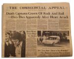 Elvis Presley Death Newspaper From Hometown Memphis -- Special Edition Following His 16 August 1977 Death -- ''...Death Captures Crown of Rock and Roll...''