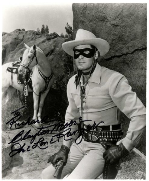 Signed 8 x 10 Photo of Clayton Moore as the Lone Ranger With Silver