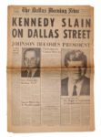Historic The Dallas Morning News From Morning After JFK Assassination Stunned the World -- Headlines Include Johnson Becomes President and Pro-Communist Charged With Act