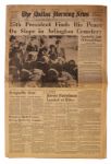The Dallas Morning News From 26 November 1963 Detailing JFKs Funeral -- Poignant Photos of Family at Graveside