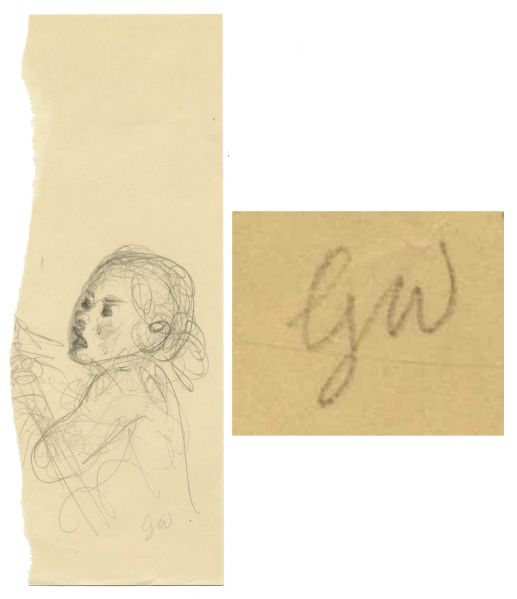 Garth Williams Preliminary Pencil Sketch of a Tearful Fern for Page 2 of "Charlottes Web" -- Initialed by the Artist