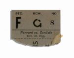 Rare 1899 Ticket Stub From a Harvard Versus Carlisle Football Game -- The First Year Carlisle Was Coached by Pop Warner