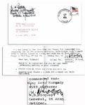 General Matthew Ridgway Cover Signed for the 35th Anniversary of Normandy -- M.B. Ridgway General...6 June 1944 -- 6.5 x 3.5 -- Fine -- Lot Also Includes Signed Slip by Ridgway