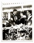 Press Photo of Charles Lindbergh Receiving the Medal of Valor in New York on 13 June 1927 -- 8 x 10 Semi-Matte Photo Is Near Fine