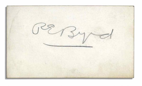 Arctic Explorer Richard Byrd Signature -- In Pencil: RE Byrd -- 3.5 x 2 -- Near Fine