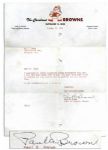 Paul Brown Typed Letter Signed on Cleveland Browns Letterhead -- ...I received your letter concerning George Rattermans foot work...Any such give away would be careless...