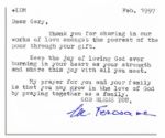 Mother Teresa Typed Letter Signed -- ''...Keep the joy of loving God ever burning in your heart as your strength...''
