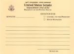 Bill Clinton Senate Impeachment Trial Question Card -- January 1999 -- Near Fine