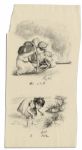 Set of Two Little House on the Prairie Illustration Proofs, Initialed by Illustrator Garth Williams