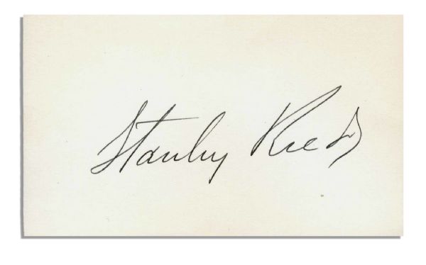 Stanley Reed Signature -- Last Supreme Court Justice Who Didnt Graduate From Law School -- 5 x 3 Card With 1940 Envelope -- Fine