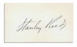Stanley Reed Signature -- Last Supreme Court Justice Who Didnt Graduate From Law School -- 5 x 3 Card With 1940 Envelope -- Fine