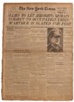 WWII Draws Closer to an End With the Revealing of Terms in 12 August 1945 New York Times Newspaper -- Allies To Let Hirohito Remain...