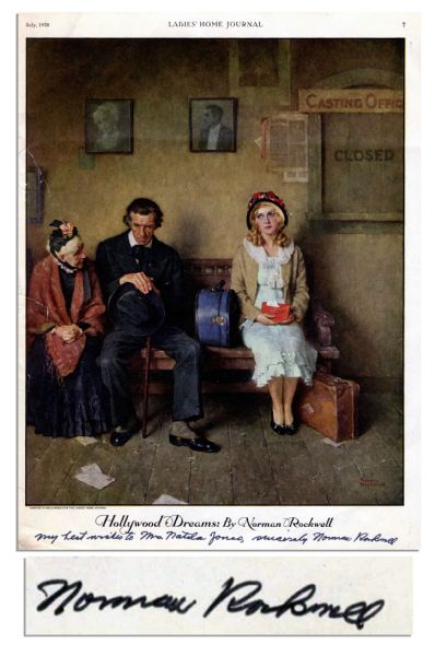 Norman Rockwell Signed Hollywood Dreams -- Illustration for Ladies Home Journal in 1930