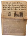 New York Herald Tribune 3 May 1945 Reporting the Fall of Berlin -- Headlines Include: Berlin Won, Reds Hear of Hitler Suicide