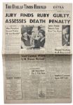 Jack Ruby Is Found Guilty in The Dallas Times Herald 14 March 1964 Newspaper -- Headlines Include: Jurors Ponder Slayers Fate Over Two hours