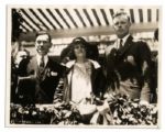 Charles Lindbergh 10 x 8 Semi-Matte Press Photo of Lindbergh and His Mother With NYC Mayor at City Hall -- 13 June 1927 -- Near Fine -- From the N.Y. Daily News