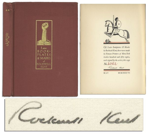 Rockwell Kent Signed First Edition of Later Bookplates & Marks of Rockwell Kent