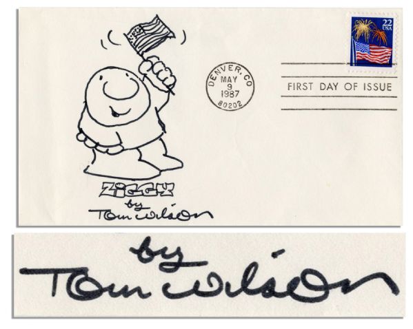 Tom Wilson Cover Signed -- Cartoonist Adds Sketch of His Ziggy Character