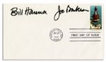 Cartoonists William Hanna and Joe Barbera 6.5 x 3.75 Cover Signed -- Bill Hanna & Joe Barbera -- Fine