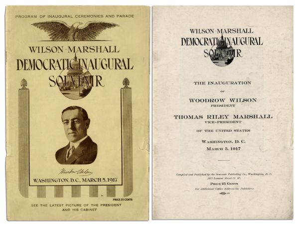 Inaugural Program for Woodrow Wilson -- 5 March 1917, One Month Before Wilson Asked Congress to Declare War Against Germany