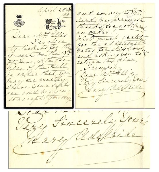 Mary Adelaide 1890 Autograph Letter Signed -- Mother of Queen Mary