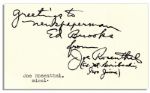 Iwo Jima Photographer Signs an Autograph Slip -- Greetings to newspaperman Ed Brooks from Joe Rosenthal (ex. Mt. Suribachi, Iwo Jima) -- 5 x 3 -- Fine