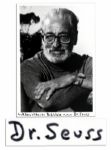 Dr. Seuss Signed 5 x 7.25 Photo -- With Best Wishes to Bob Walz ~~ Dr. Seuss -- Light Creasing, Else Near Fine