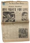 Robert F. Kennedy Assassination Newspaper Announces Assassin Identified the Day He Was Shot -- Dallas Times Herald From 5 June 1968