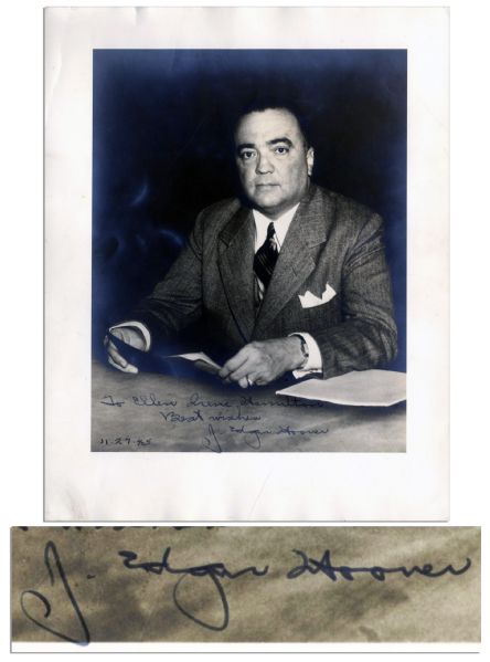FBI Director J. Edgar Hoover Signed 9 x 11.5 Photo