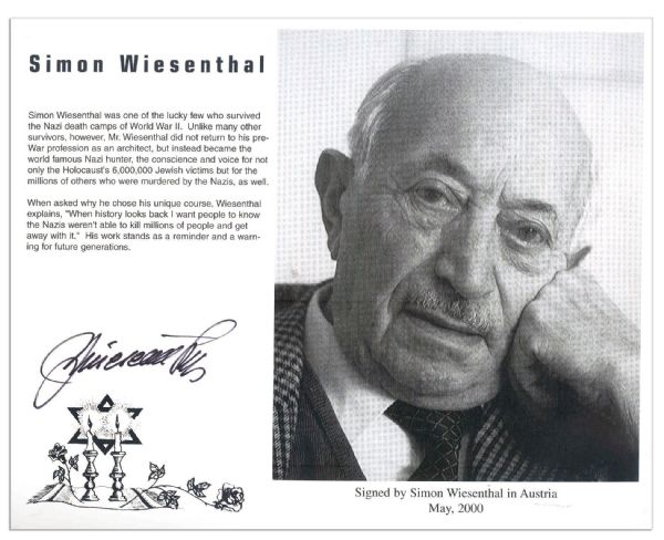 Simon Wiesenthal Signed 10 x 8 Glossy Photo