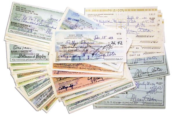 Lot of 100 Mary Astor Signed Checks