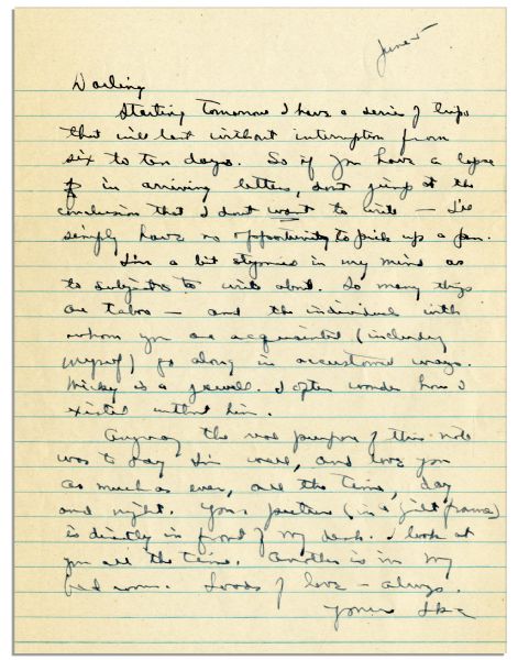 Eisenhower WWII Autograph Letter Signed -- ...I have a series of trips that will last without interruption from six to ten days...as to subjects to write about. So many things are taboo...