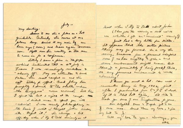 Dwight Eisenhower WWII Autograph Letter Signed One Month After D-Day -- ...Im a flea on a hot griddle...how promptly I duck to the shelter when the Buggers come around!...