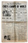 Super Bowl IV CHIEFS CHAMPS OF WORLD Announced in Kansas City Times