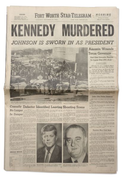 23 November 1963 Edition of The Fort Worth Star-Telegram Newspaper -- KENNEDY MURDERED