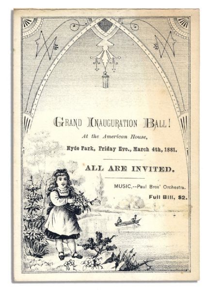 Dance Card From a Ball Held for James Garfields 1881 Inauguration