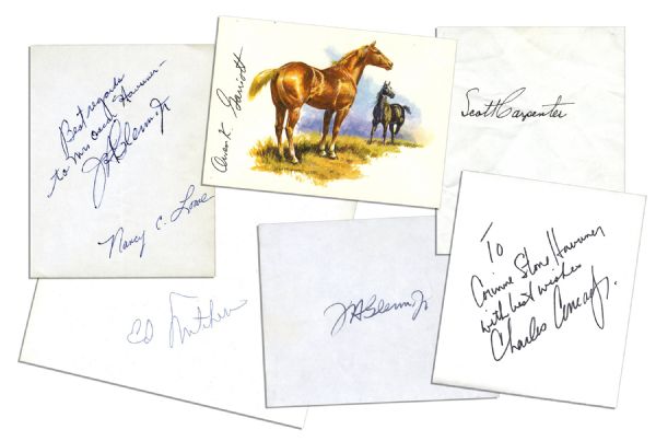 Excellent Collection of 6 NASA Astronaut Signatures on Greeting Cards -- Includes Several of the Mercury 7