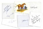 Excellent Collection of 6 NASA Astronaut Signatures on Greeting Cards -- Includes Several of the Mercury 7