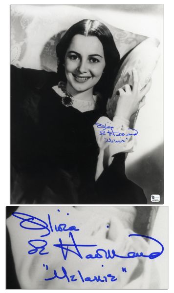 Olivia de Havilland Signed 11 x 14 Gone With The Wind Photo -- Fine