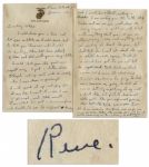 Iwo Jima Flag Raiser Rene Gagnon 1943 Autograph Letter Signed -- ...enclosing two Marine pins...Notice the anchor does not go in the same way as the real one youve got...